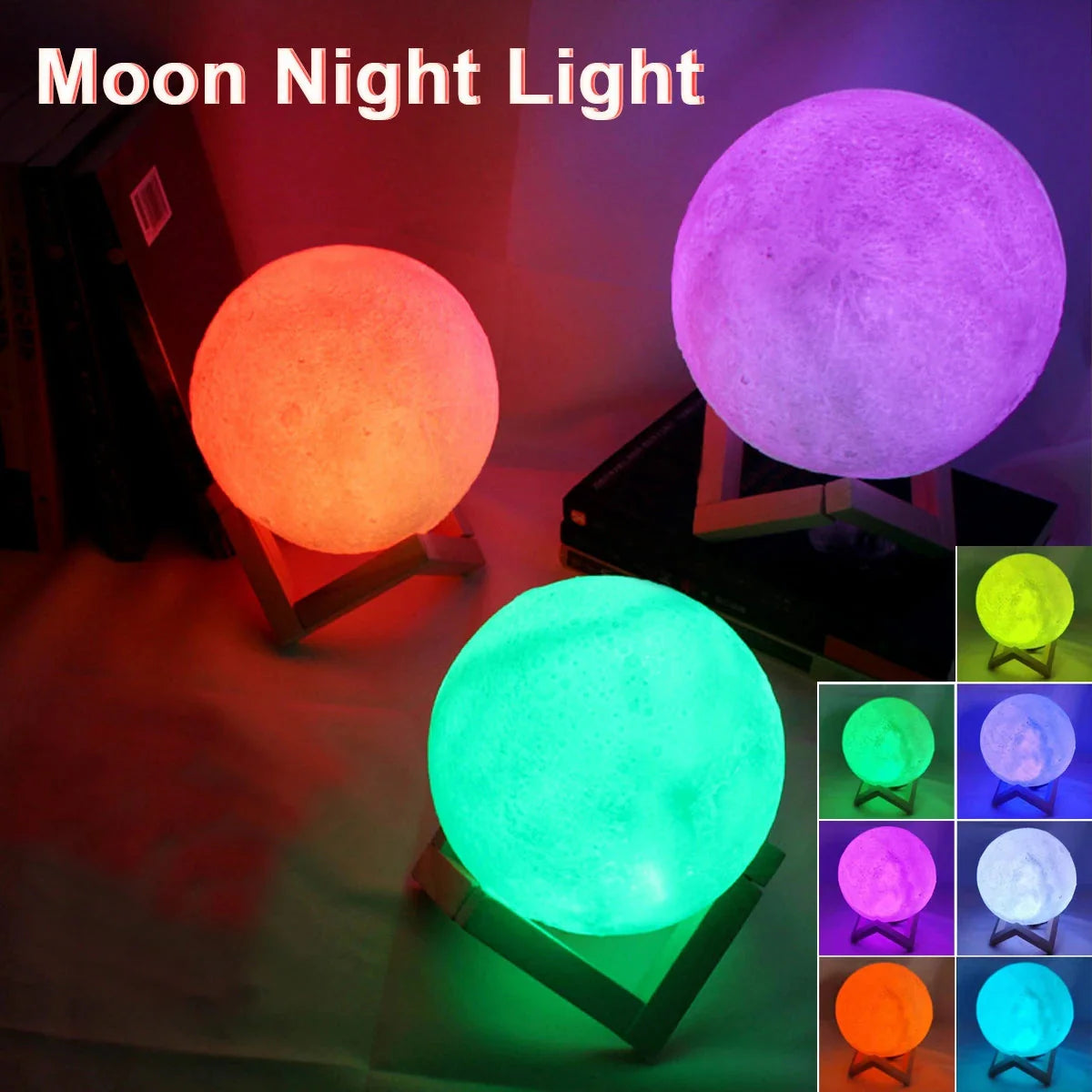 LED Moon lamp With Bright Lights and Multiple colour options 8.5cm 